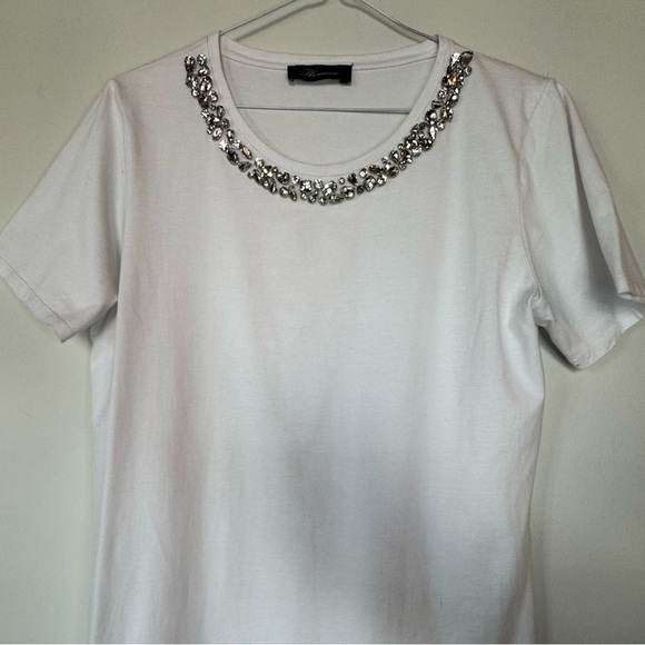 Bluemarine White T-Shirt – Size M, Embellished Neckline - Picture 4 of 11